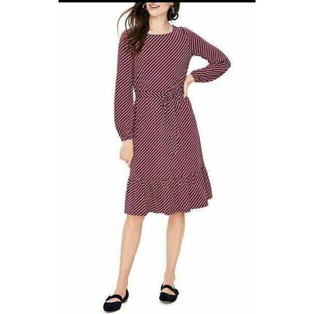 Boden Womens Holly Jersey Dress Size US 8L UK 12L Knee Length Blue Pink  NWT